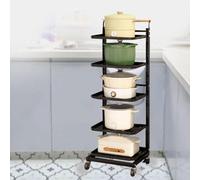 Carrito rodante de almacenamiento de frutas y verduras de 5 tablas, color negro, unidad de cajón de baño y cocina, carrito rodante versátil para un fácil acceso y ahorro de espacio