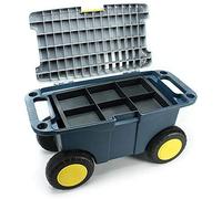 Carrito rodante de jardín con contenedor de almacenamiento, carrito de herramientas de doble capa, scooter de patio extraíble con 4 ruedas, contenedor de almacenamiento de plástico y bandeja de