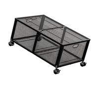 Carrito rodante de metal para almacenamiento de juguetes debajo de la cama, alta capacidad de carga con ruedas para dormitorio y sala de estar, color negro y blanco