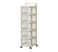 Carrito rodante multicapa con cajón extraíble, armario de almacenamiento transparente, estante versátil para cocina, baño y organización de lavandería