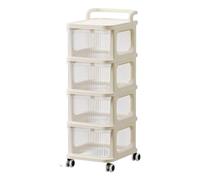Carrito rodante multicapa con cajón extraíble, armario de almacenamiento transparente, estante versátil para cocina, baño y organización de lavandería