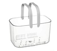 Carrito transparente liso para encimera de baño o ducha con huella mínima y alto valor de utilidad (blanco)