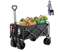 Carrito Transporte Multiusos XXL Carro Plegable Todoterreno para Playa Jardín Camping Compras Mango Telescópico Ajustable Tela Resistente e Impermeable Estructura metálica. Carretilla Carga Máx 150KG