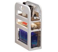 Carrito utilitario de 3 niveles con cajón de plástico PP para baño, cocina, lavandería y espacios estrechos, color gris (18 x 38 x 55 cm)