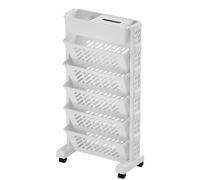 Carrito utilitario de 6 niveles, fácil de montar, carrito de almacenamiento móvil con ruedas, soporte para carpetas de archivos, estantes organizadores y almacenamiento para escuela, aula, hogar