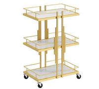 Carrito utilitario de mármol de 3 niveles con ruedas - Almacenamiento que ahorra espacio para el hogar, sala de estar y hotel - Elegante carrito Rolg para nizar y mostrar artículos