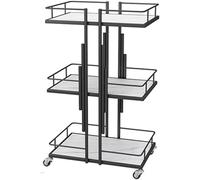 Carrito utilitario de metal de 3 niveles con ruedas bloqueables, almacenamiento versátil para baño, herramientas de tatuaje y manicura, instrumentos faciales, elegante organizador plateado