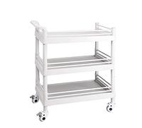 Carrito utilitario móvil con almacenamiento de 3 estantes, cajones y cubo de suciedad, ruedas universales con freno para uso médico, belleza y salón de belleza