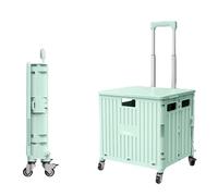 Carrito utilitario plegable con ruedas para subir escaleras y asa de agarre portátil de 45 litros para compras, jardinería, camping, playa y actividades al aire libre, color verde