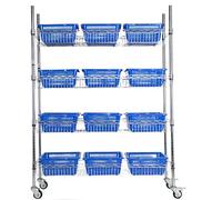 Carrito utilitario resistente con estantería de alambre, carrito de metal con cestas de plástico, carrito de herramientas multiusos para almacenamiento de garaje y taller
