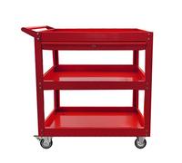 Carrito utilitario resistente de 3 niveles con cajones, caja de herramientas de servicio comercial para almacenamiento mecánico en garaje, taller, almacén