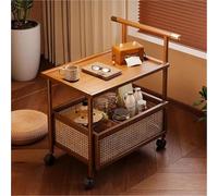 Carrito utilitario rodante con ruedas y asa, mesa auxiliar móvil de 2 niveles para sala de estar, dormitorio, apartamento