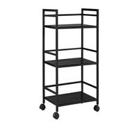 Carrito utilitario rodante de metal de 3 estantes, versátil carrito de almacenamiento de cocina, isla de cocina negra con ruedas, carrito de té para comedor y cocina, carrito de servicio móvil
