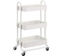 Carrito utilitario rodante de metal de 3 niveles, carrito de almacenamiento móvil de cocina con ruedas, versátil para oficina en casa y garaje, diseño resistente para un fácil transporte