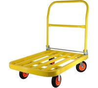 Carritos con Ruedas, Carretilla de Empuje de Acero Resistente de Color Amarillo Brillante, Plegable de Plataforma Plana, exprés de tracción Manual for Levantamiento Pesado