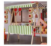 Carritos de Comida Plegables de Madera con toldo y Mantel para Helados, Perritos Calientes, café, Dulces, Pasteles y Juguetes. Ideales para mercados de Agricultores y Eventos callejeros (Ver