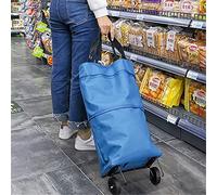Carritos de la compra, Carrito Bolsa Plegable Doble Rueda Para Compras, Ropa Y Equipaje(Blue)