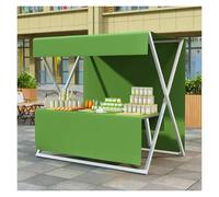 Carritos de Mercado, Carrito Plegable con toldo y Mesa - Puesto de Venta Verde para Perritos Calientes, café, Pasteles y Juguetes - Estantería portátil (150 x 144 x 200 cm)