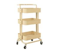 Carritos móviles, carretillas de mano para almacenamiento de servicios, carrito de belleza, carrito de mano exclusivo de acero al carbono de tres pisos con apoyabrazos, estantes drenables para almacen