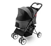 Carritos para Perros Cochecito Plegable Portátil para Mascotas, Cochecito para Correr para Perros Y Gatos, Transportador De Mascotas Stroller Travel System, hasta 15 Kg (Color : Gray-1)