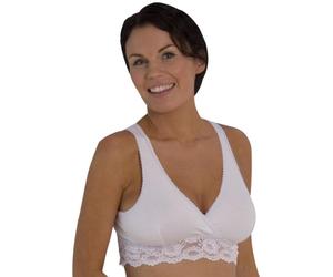 Carriwell 205 - Sujetador cruzado encaje lactancia, P, color blanco