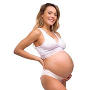 Carriwell Sujetador Cruzado de enfermería orgánica, el sueño y el corpiño Embarazo con Encaje Suave, Ideal para la Noche, no Necesita Plancha, sin Fisuras Mujeres[Blanco][Medio]