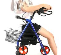 Carro Anticaída para Ancianos,Silla de Ruedas de Aluminio, Carro Ligero Plegable Pequeño, Barandilla de Ampliación Extendida, Cinturón de Seguridad para Personas Mayores con Discapacidad