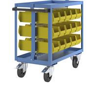 Carro auxiliar de montaje eurokraft pro, con 30 cajas visualizables de PE
