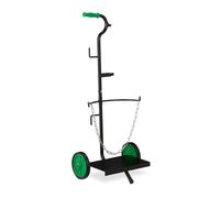 Relaxdays Carro Butano, Carretilla de Transporte, Carrito Bombona Gas, Ruedas Goma, 1 Ud., 40x37 cm, Acero, Negro-Verde