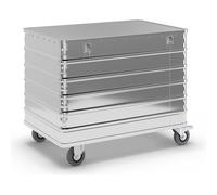 Carro-caja de aluminio, de pared continua Gmöhling, con tapa, bajo llave