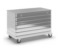Carro-caja de aluminio, de pared continua Gmöhling, con tapa, bajo llave