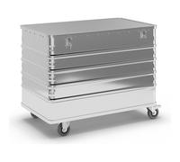 Carro-caja de aluminio, de pared continua Gmöhling, con tapa, bajo llave