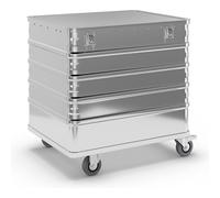 Carro-caja de aluminio, de pared continua Gmöhling, con tapa, bajo llave
