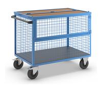 Carro-caja eurokraft pro, paredes de rejilla de acero, con tapa