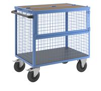 Carro-caja eurokraft pro, paredes de rejilla de acero, con tapa