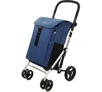Carlett - Classic Family Lett470 | Carro Plegable | Carrito de Supermercado Resistente | 4 Ruedas | para Compras Grandes | Gran Capacidad 64L | Bolsa Principal 32kg | Bolsa Isotérmica 12L | Denim
