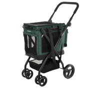 Carlett - Cube P Pine | Carrito de Transporte 3 en 1 para Mascotas | Transportín con Ruedas | Freno de Seguridad | Tejido Impermeable | Combinable con Bolsa de Compra | Verde Oscuro