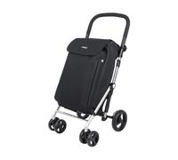 Carlett - Lite Family Lett470 |Carro de la Compra | Carrito Plegable para Supermercado | 4 Ruedas | Manillar Regulable y Freno de Seguridad | Bolsa Extensible 58L | Bolsa Térmica 12L | Negro
