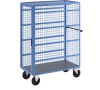Carro con pisos de rejilla eurokraft pro, 4 guías para 12 recipientes de 50 litros apilables por giro