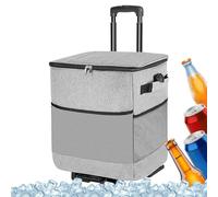 Carro Cooler rodante Plegable - Aislante móvil, Cooler Compacto con Ruedas | Refrigerador sobre Ruedas con Bolsa térmica Desmontable, Comida Playa Gita Fiesta Campamento Picnic
