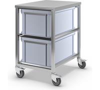 Carro de acero inoxidable con recipientes 2 recipientes de 53 l