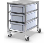 Carro de acero inoxidable con recipientes 3 recipientes de 25 l