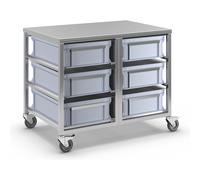 Carro de acero inoxidable con recipientes 6 recipientes de 30 l