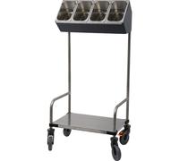 Carro de acero inoxidable para bandejas y cubiertos 1 caja para cubiertos