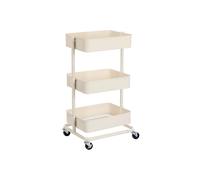 SONGMICS Carro de Almacenamiento de 3 Niveles, Estantería con Ruedas, con Estantes Ajustables en Altura, con 2 Frenos, Montaje Sencillo, para Baño, Cocina, Oficina, Blanco BSC60WT