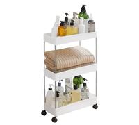 Carro de Almacenamiento, Carrito Auxiliar con Ruedas. Carro Organizador Divisible, Ahorra Espacio. Carro Plástico Estrecho para Baño, Cocina, Oficina. (3 Niveles / 61 x 40 x 12 cm)