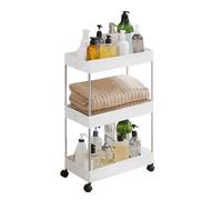 Carro de Almacenamiento, Carrito Auxiliar con Ruedas. Carro Organizador Divisible, Ahorra Espacio, Plástico para Almacenamiento, Baño u Oficina. (3 Niveles / 61 x 40 x 20 cm)