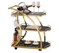 Carro de almacenamiento de cocina de acero inoxidable de 3 capas, carrito de servicio comercial para hoteles, carrito móvil de vino tinto con acabado dorado, 45 x 83 x 80 cm