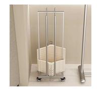 Carro de almacenamiento universal de metal con 4 ruedas para frenos, solución para lavandería, color plateado, resistente, 35 x 30 x 100 cm, diseño de ahorro de espacio