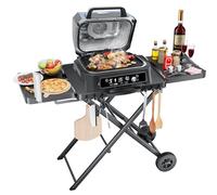 Carro de barbacoa portátil para Weber, Ninja, Ooni, Blackstone, Nexgrill, Traeger y otros hornos. Carro al aire libre con ruedas y mesas